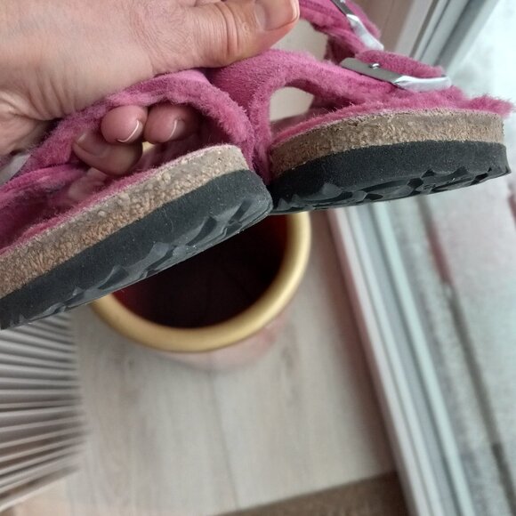 Birkenstock Arizona Pink Shearling Suede Sandals Size 39 US 8 - 8.5 - Picture 9 of 16